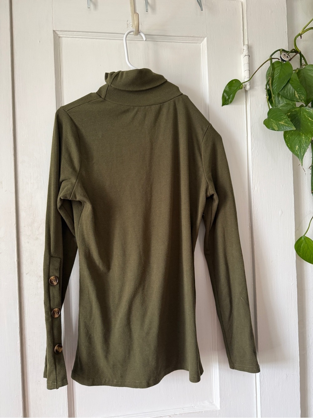 Olive Green Turtleneck Long Sleeve Top - Picture 5 of 6